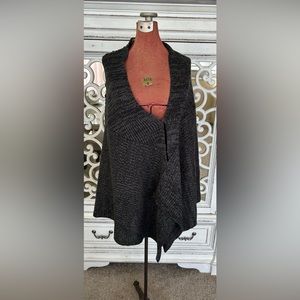 Free People Charcoal/Black Ribbed Asymmetrical Cape (O/S)